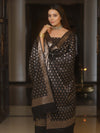 Banarasee Semi-Silk Zari Design Salwar Kameez Fabric With Dupatta Set-Black
