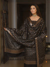 Banarasee Semi-Silk Zari Design Salwar Kameez Fabric With Dupatta Set-Black