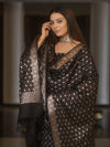 Banarasee Semi-Silk Zari Design Salwar Kameez Fabric With Dupatta Set-Black