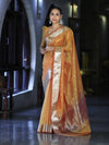 Banarasee Handloom Tissue Saree With Zari Buti Design & Border-Yellow