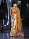Banarasee Handloom Tissue Saree With Zari Buti Design & Border-Yellow