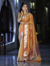 Banarasee Handloom Tissue Saree With Zari Buti Design & Border-Yellow
