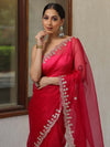 Banarasee Organza Silk Scallop Border Saree-Pink