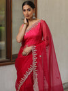 Banarasee Organza Silk Scallop Border Saree-Pink