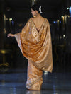 Banarasee Tissue Hand Embroidered Mirror Work Saree-Rust Orange
