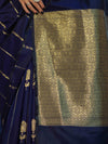 Banarasee Dual Tone Semi Katan Saree With Zari Stripe & Buta Design-Blue (Black Tone)