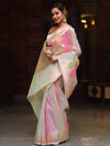 Banarasee Organza Mix Saree With Zari Rangkat Design-Multicolor