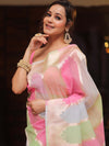 Banarasee Organza Mix Saree With Zari Rangkat Design-Multicolor