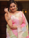 Banarasee Organza Mix Saree With Zari Rangkat Design-Multicolor