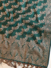Banarasee Resham Cotton Salwar Kameez Fabric With Dupatta Set-Brown & Green