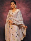 Banarasee Pure Chanderi Salwar Kameez Fabric With Digital Print Work & Shibori Dupatta-Peach