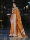 Banarasee Handloom Soft Silk Saree With Zari Buti Design Floral Border & Lace-Yellow