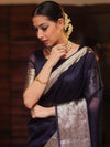 Banarasee Organza Mix Saree With Zari Border-Blue