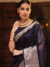 Banarasee Organza Mix Saree With Zari Border-Blue
