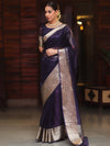 Banarasee Organza Mix Saree With Zari Border-Blue