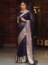 Banarasee Organza Mix Saree With Zari Border-Blue