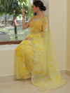 Banarasee Organza Silk Shibori Dyed Hand-work Scallop Border Saree-Yellow