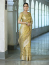 Banarasee Handwoven Tissue Resham Floral Embroidered Saree-Gold