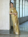 Banarasee Handwoven Tissue Resham Floral Embroidered Saree-Gold