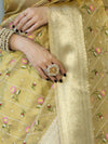 Banarasee Handwoven Tissue Resham Floral Embroidered Saree-Gold