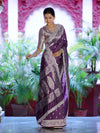 Banarasee Handloom Soft Silk Saree With Zari Buti Design Floral Border & Lace-Mauve