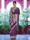 Banarasee Handloom Soft Silk Saree With Zari Buti Design Floral Border & Lace-Mauve