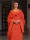 Banarasee Handloom Pure Cotton Silk Salwar Kameez Fabric With Dupatta-Orange