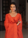 Banarasee Handloom Pure Cotton Silk Salwar Kameez Fabric With Dupatta-Orange