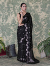 Banarasee Handloom Semi Silk Saree With Sona Rupa Zari Buti Design & Border-Black