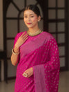 Banarasee Semi Chiffon Saree With Zari Buti & Border-Pink