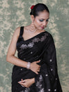 Banarasee Handloom Semi Silk Saree With Sona Rupa Zari Buti Design & Border-Black