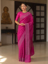 Banarasee Semi Chiffon Saree With Zari Buti & Border-Pink