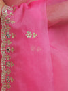 Banarasee Organza Silk Scallop Border Saree-Neon Pink
