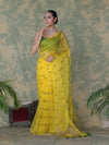 Banarasee Organza Mix Saree With Embroidered Buta & Applique Work Pallu-Yellow