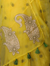 Banarasee Organza Mix Saree With Embroidered Buta & Applique Work Pallu-Yellow