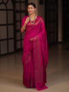 Banarasee Semi Chiffon Saree With Zari Buti & Border-Rani Pink