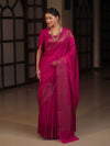 Banarasee Semi Chiffon Saree With Zari Buti & Border-Rani Pink