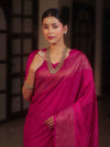 Banarasee Semi Chiffon Saree With Zari Buti & Border-Rani Pink