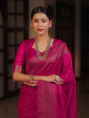 Banarasee Semi Chiffon Saree With Zari Buti & Border-Rani Pink