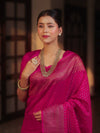 Banarasee Semi Chiffon Saree With Zari Buti & Border-Rani Pink