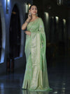 Banarasee Handloom Semi Silk Saree With Zari Meena Work-Light Green