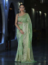 Banarasee Handloom Semi Silk Saree With Zari Meena Work-Light Green