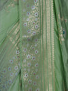 Banarasee Handloom Semi Silk Saree With Zari Meena Work-Light Green