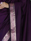 Banarasee Handloom Semi Silk Plain Saree With Floral Zari Border-Violet