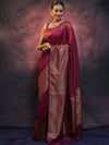 Banarasee Semi-Chiffon Saree With Antique Gold Zari Work-Magenta