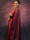 Banarasee Semi-Chiffon Saree With Antique Gold Zari Work-Magenta