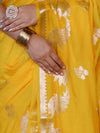 Banarasee Handloom Semi Silk Saree With Sona Rupa Zari Buta Design & Border-Yellow