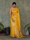 Banarasee Handloom Semi Silk Saree With Sona Rupa Zari Buta Design & Border-Yellow