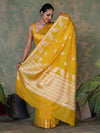 Banarasee Handloom Semi Silk Saree With Sona Rupa Zari Buta Design & Border-Yellow