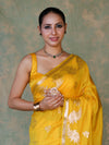Banarasee Handloom Semi Silk Saree With Sona Rupa Zari Buta Design & Border-Yellow
